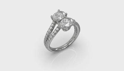 Spiral Oval Two Stone Engagement Ring
