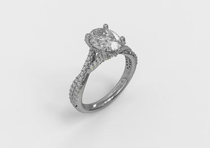 Woven Pave Oval Diamond Engagement Ring