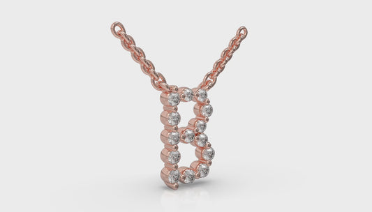 Diamond Alphabet Pendant Necklace, B
