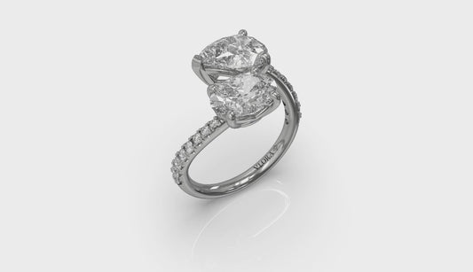 Kissing Oval and Pear Two Stone Engagement Ring