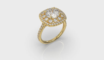 Double Euro Halo Round Engagement Ring