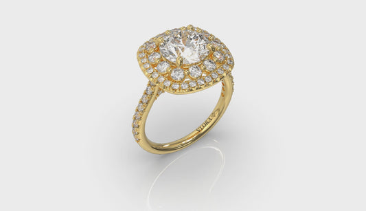 Double Euro Halo Round Engagement Ring