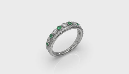 Diamond and Emerald Two Row Ring