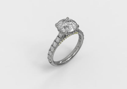 Timeless Cathedral Engagement Ring with Hidden Halo