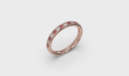 Delicate Ruby and Diamond Stackable Band