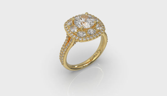 Exquisite Double Halo Round Engagement Ring