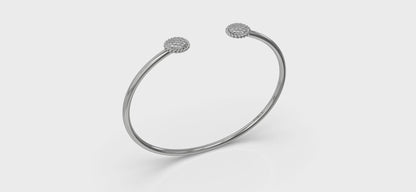 Double Round Shaped Diamond Pavé Open Bangle