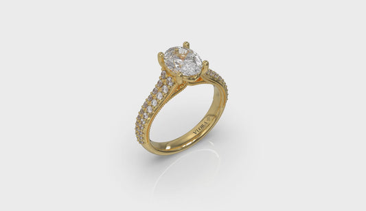 Oval Pave Cathedral Engagement Ring