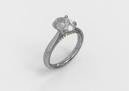 Modern Vintage Solitaire Engagement Ring with Hidden Halo