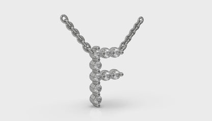 Diamond Alphabet Pendant Necklace, F