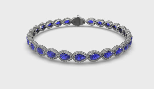 Diamond and Sapphire Hinged Bangle