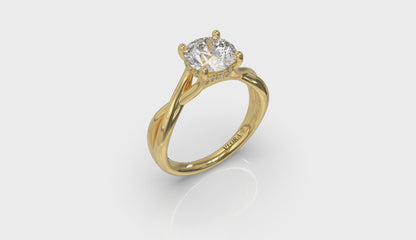 Entwined Solitaire Engagement Ring with Hidden Halo
