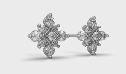Floating Diamond Star Stud Earrings