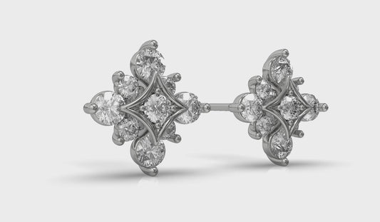 Floating Diamond Star Stud Earrings