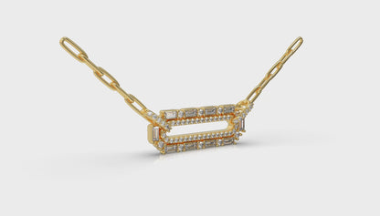 Diamond Baguette Double Row Link Necklace