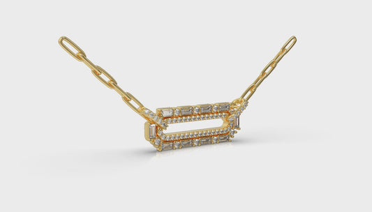 Diamond Baguette Double Row Link Necklace