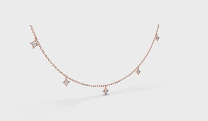 Multi Diamond Vlora Star Tassel Necklace