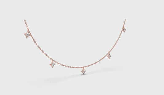 Multi Diamond Vlora Star Tassel Necklace