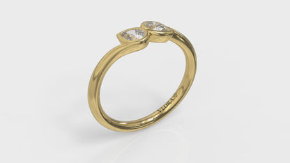 Pear Shaped Diamond Bezel‑set two‑stone Bypass Ring