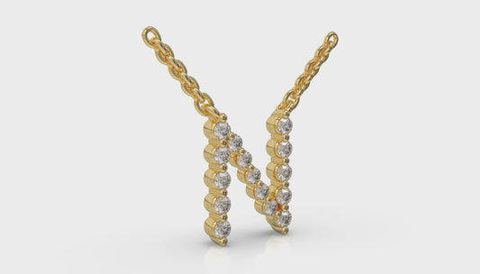 Diamond Alphabet Pendant Necklace, N