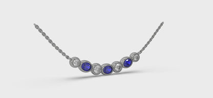 Diamond and Sapphire Rounded Bezel Pendant
