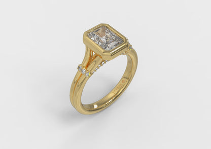 Matching Band for Diamond Accent Bezel Emerald Cut Engagement Ring