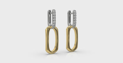 Diamond Accent North South Open Oval Pendant Link Earrings