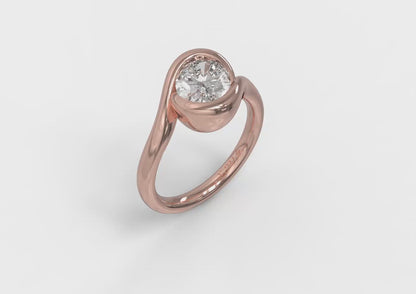 Modern Swirl Bezel Engagement Ring
