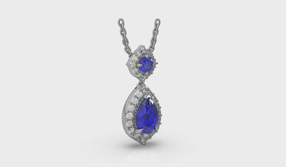 Tear Drop Sapphire and Diamond Pendant