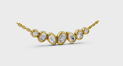 Bezel‑Set Pear, Oval and Round Shaped Diamond Curved Necklace