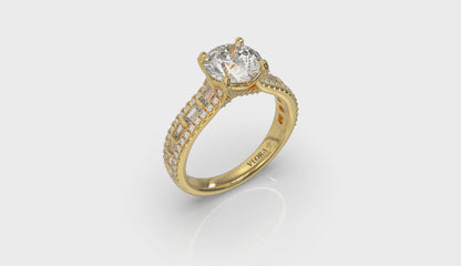 Grand Cathedral Round Diamond Engagement Ring