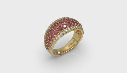 Diamond and Ruby Multi-Row Statement Ring