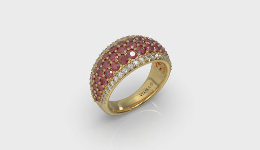 Diamond and Ruby Multi-Row Statement Ring