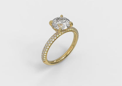 Shimmering Hidden Halo Engagement Ring with Micropave Band