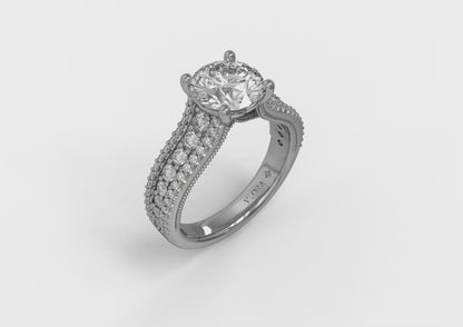 Bold Cathedral Round Diamond Engagement Ring