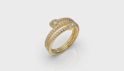 Diamond Three Row Oval Diamond Wrap Ring