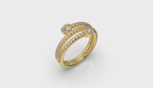 Diamond Three Row Oval Diamond Wrap Ring