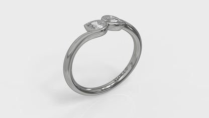 Pear Shaped Diamond Bezel‑set two‑stone Bypass Ring
