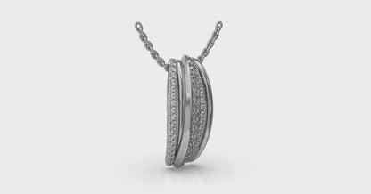 Triple Row Diamond Fluted Pendant