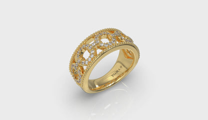 Diamond Open Honeycomb Link Ring