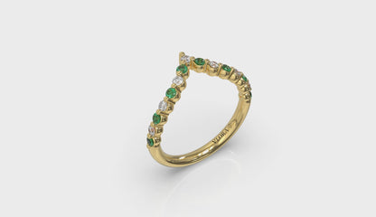 Diamond and Emerald Chevron Ring