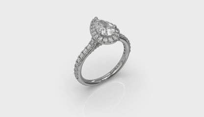 Pretty Pear Halo Engagement Ring
