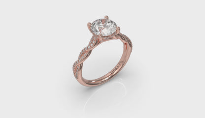 Twist Diamond Engagement Ring with Hidden Halo