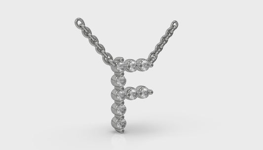 Diamond Alphabet Pendant Necklace, F