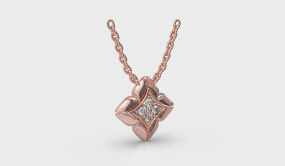 Diamond Vlora Star Floral Pendant Necklace