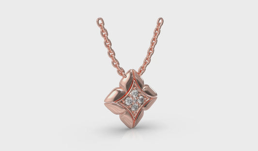 Diamond Vlora Star Floral Pendant Necklace