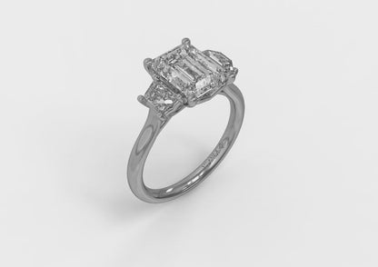 Tapestry Three Stone Emerald Cut Engagement Ring