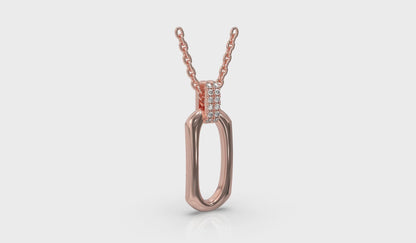 Diamond Accent North South Open Oval Pendant with Link Necklace
