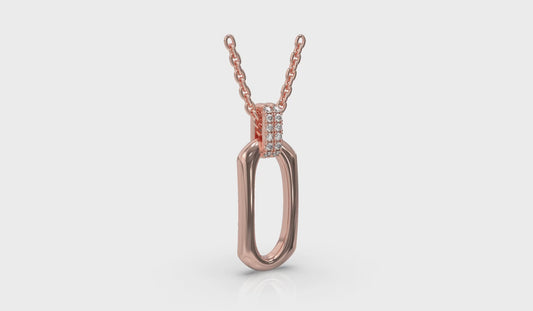Diamond Accent North South Open Oval Pendant with Link Necklace
