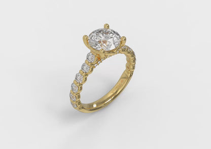 Matching Band for Bezel Diamond Accent Round Engagement Ring